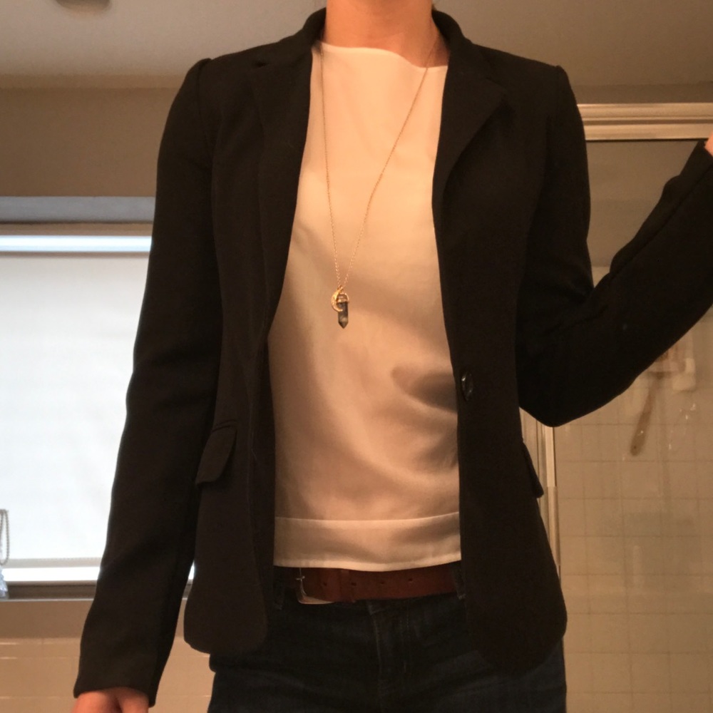 Fitted Black Cotton Blazer